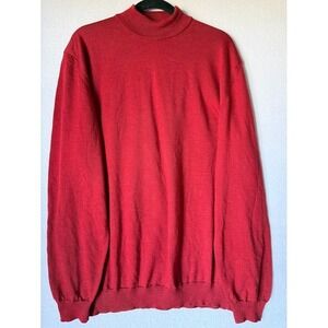 Bachrach Sweater Men XXL Red Fine Merino Wool Mock Neck‎  Pullover Made In Italy